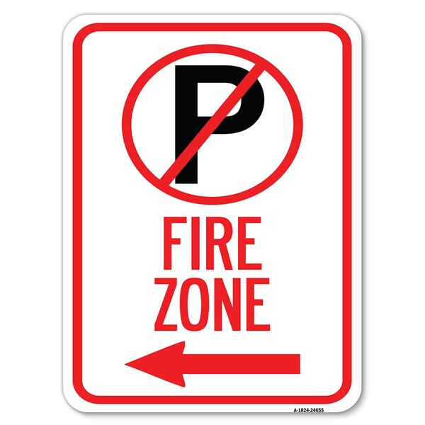 Signmission No Parkingand Left Arrow Heavy-Gauge Aluminum Rust Proof Parking Sign, 18" x 24", A-1824-24655 A-1824-24655 - main